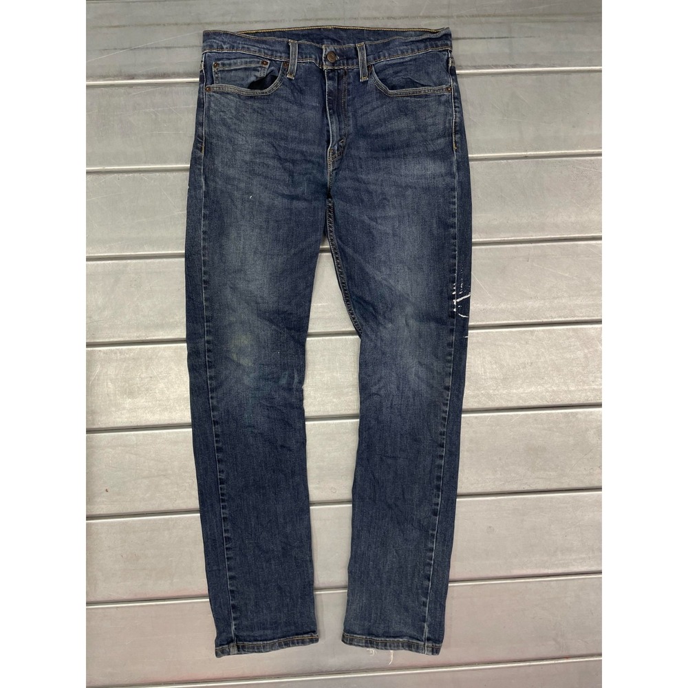 Levis 511 Jeans‎ Mens 34X34  Blue Dark Wash Denim Slim Straight Leg Distressed